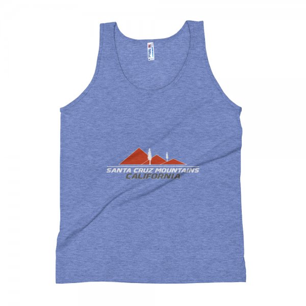 Santa Cruz Mountains American Apparel Unisex Tank Top (Harley Racing Orange logo) - Image 7