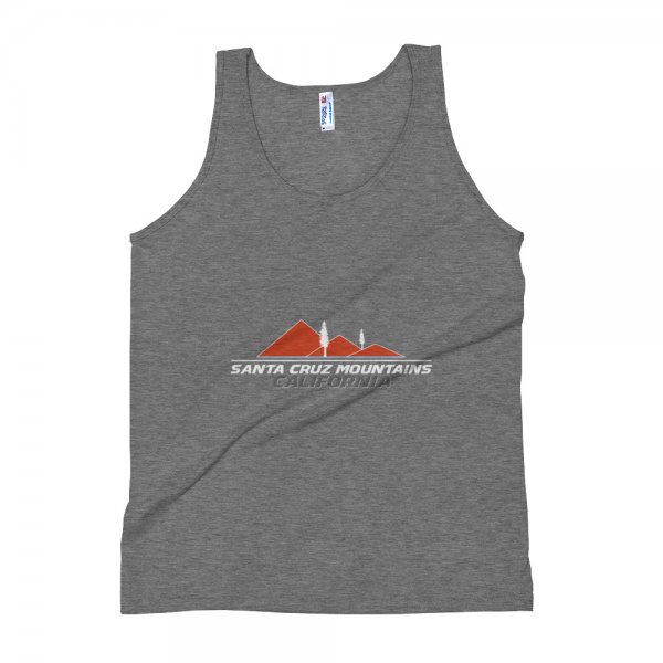 Santa Cruz Mountains American Apparel Unisex Tank Top (Harley Racing Orange logo) - Image 2