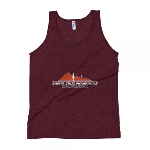 Santa Cruz Mountains American Apparel Unisex Tank Top (Harley Racing Orange logo) - Image 6