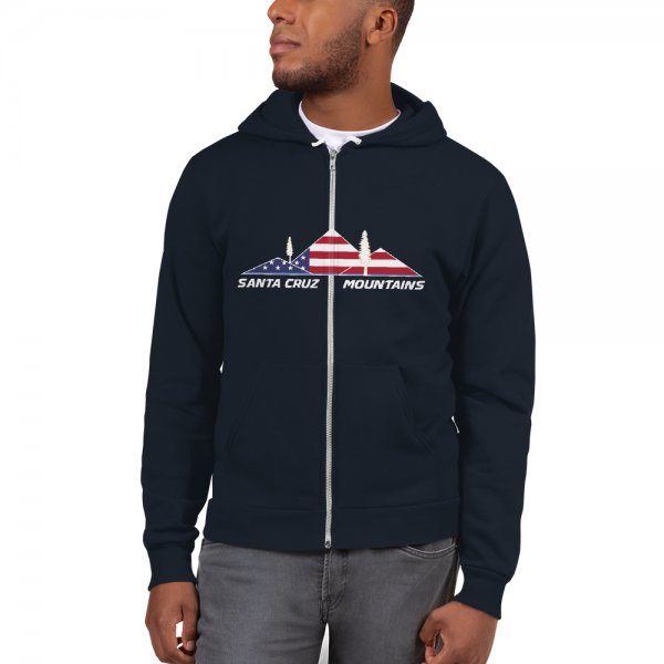 Santa Cruz Mountains Iconic Silicon Valley Style Hoodie (USA Flag Logo) - Image 4