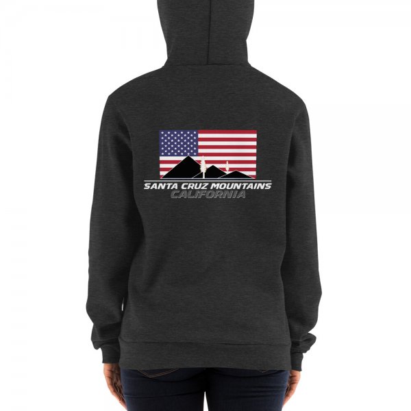 Santa Cruz Mountains Iconic Silicon Valley Style Hoodie (USA Full Flag Black Logo) - Image 6