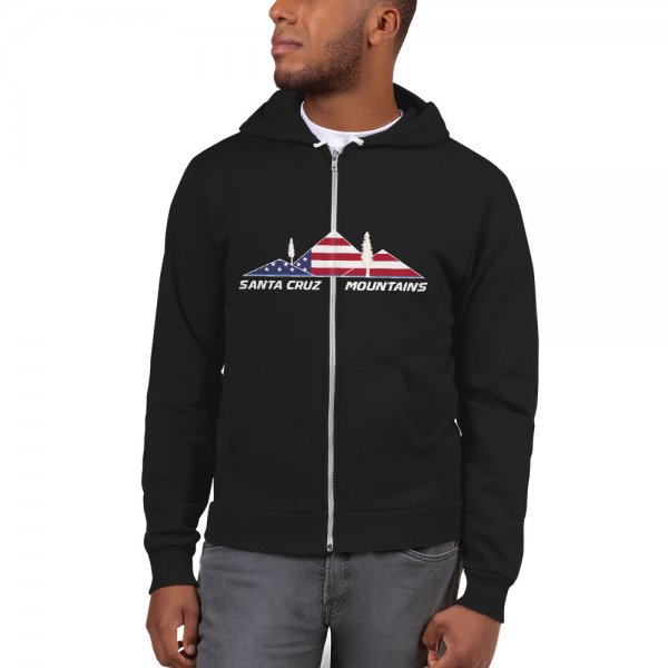 Santa Cruz Mountains Iconic Silicon Valley Style Hoodie (USA Flag Logo) - Image 2