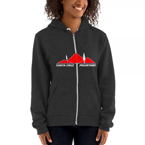 Santa Cruz Mountains Iconic Silicon Valley Style Hoodie (Red Logo)