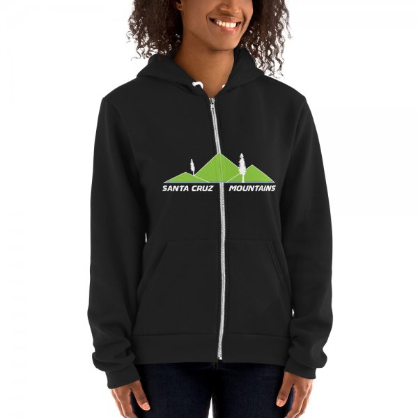 Santa Cruz Mountains Iconic Silicon Valley Style Hoodie (Light Green Logo)