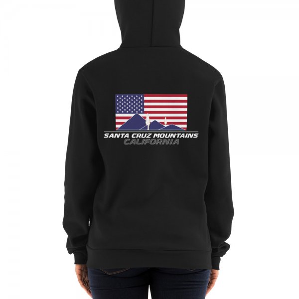 Santa Cruz Mountains Iconic Silicon Valley Style Hoodie (USA Full Flag Blue Logo) - Image 3