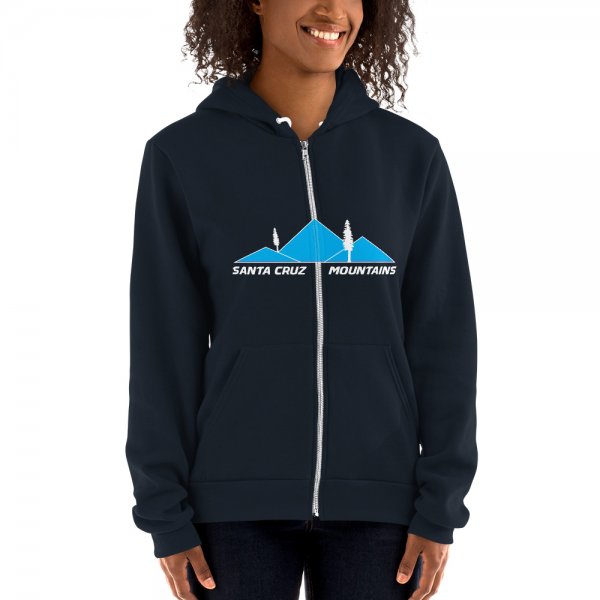 Santa Cruz Mountains Iconic Silicon Valley Style Hoodie (Light Blue Logo) - Image 3