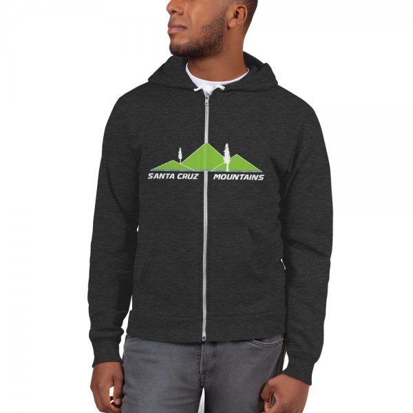 Santa Cruz Mountains Iconic Silicon Valley Style Hoodie (Light Green Logo)