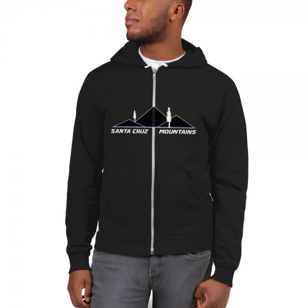 Santa Cruz Mountains Iconic Silicon Valley Style Hoodie (Black Logo)