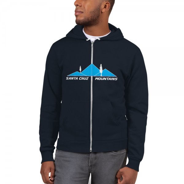 Santa Cruz Mountains Iconic Silicon Valley Style Hoodie (Light Blue Logo) - Image 3