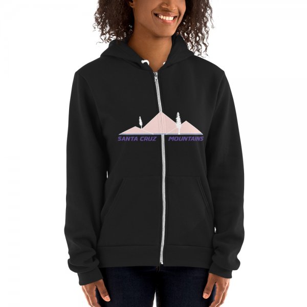 Santa Cruz Mountains Iconic Silicon Valley Style Hoodie (Rose Gold & Purple Logo)