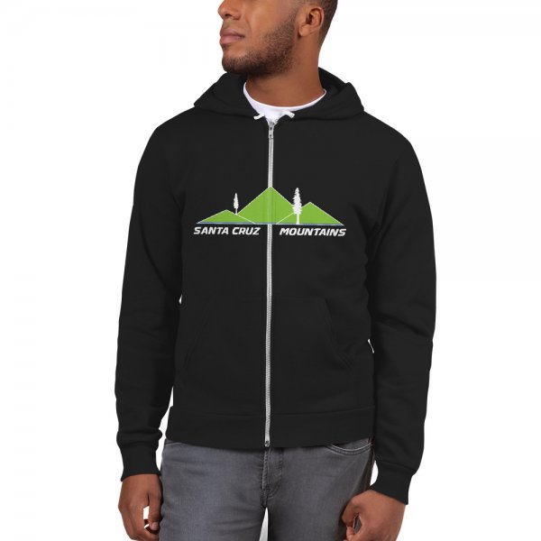 Santa Cruz Mountains Iconic Silicon Valley Style Hoodie (Light Green Logo) - Image 2