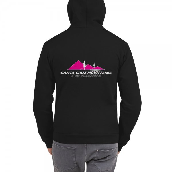 Santa Cruz Mountains Iconic Silicon Valley Style Hoodie (Bright Pink Logo) - Image 2