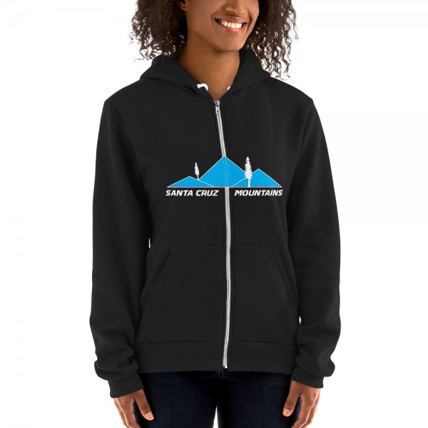 Santa Cruz Mountains Iconic Silicon Valley Style Hoodie (Light Blue Logo)