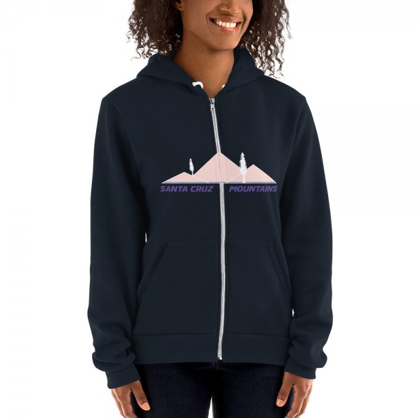 Santa Cruz Mountains Iconic Silicon Valley Style Hoodie (Rose Gold & Purple Logo) - Image 3