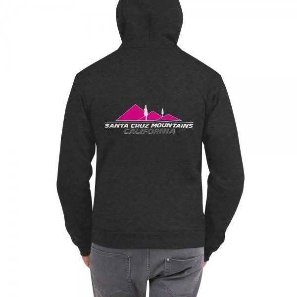 Santa Cruz Mountains Iconic Silicon Valley Style Hoodie (Bright Pink Logo) - Image 6