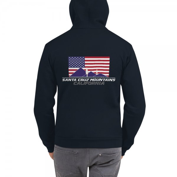 Santa Cruz Mountains Iconic Silicon Valley Style Hoodie (USA Full Flag Purple Logo) - Image 5