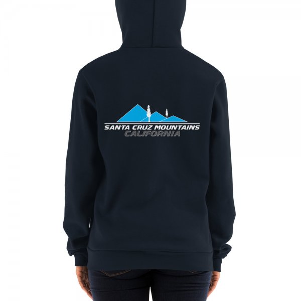 Santa Cruz Mountains Iconic Silicon Valley Style Hoodie (Light Blue Logo) - Image 4