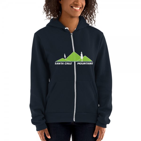 Santa Cruz Mountains Iconic Silicon Valley Style Hoodie (Light Green Logo) - Image 3