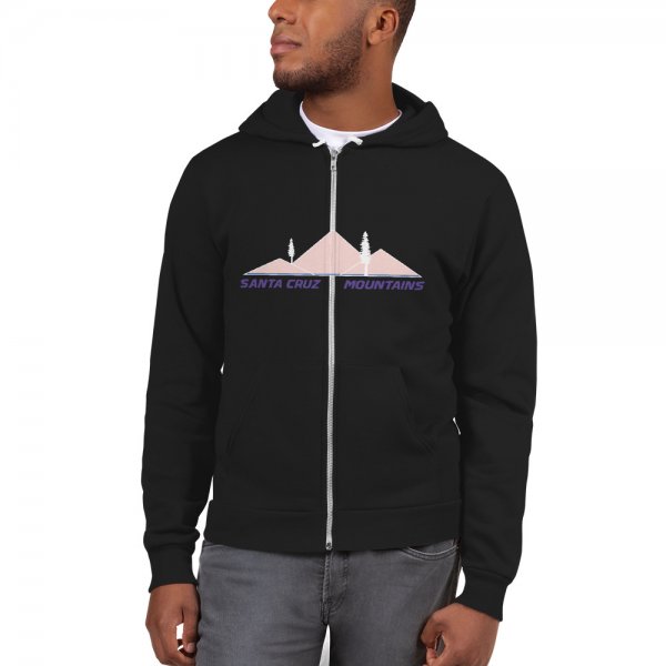 Santa Cruz Mountains Iconic Silicon Valley Style Hoodie (Rose Gold & Purple Logo)