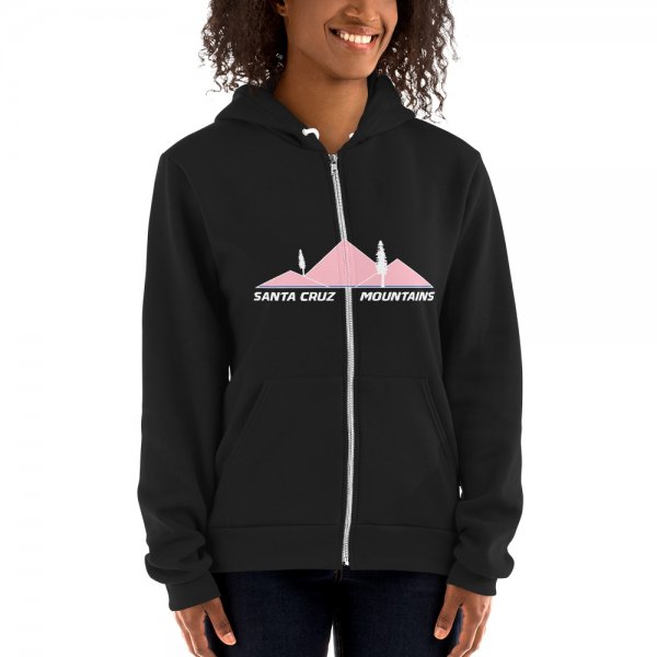 Santa Cruz Mountains Iconic Silicon Valley Style Hoodie (Pink Logo)