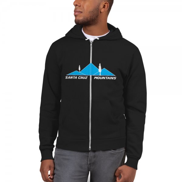 Santa Cruz Mountains Iconic Silicon Valley Style Hoodie (Light Blue Logo)